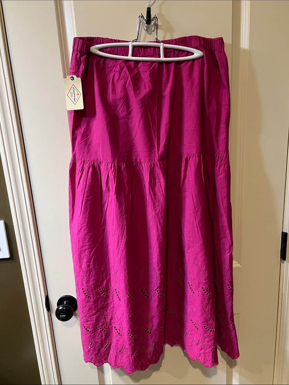 St. John's Bay Hot Pink Tiered Eyelet Maxi Skirt